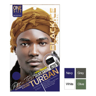 Black Ice Professional Pre-Tied Silky Satin Lined Turban (Assorted)