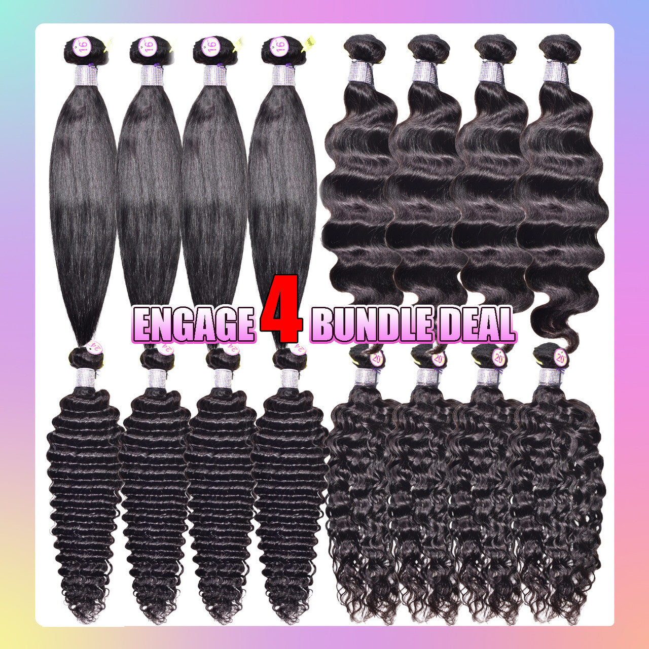 10A Engage Virgin Hair 4 Bundle Deal - Wet & Wavy Bohemian Curl