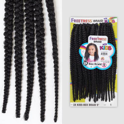 SHAKE N GO FreeTress Crochet Braids - 3X Kids Box Braid 9"
