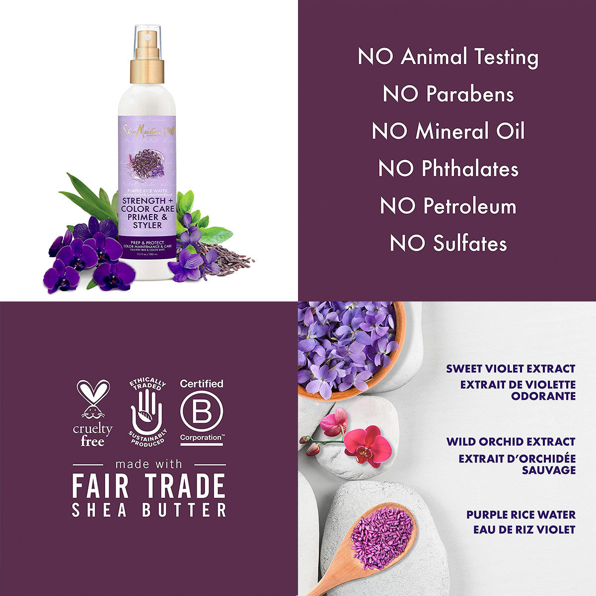 Shea Moisture Purple Rice Water Strength & Color Care Primer & Styler