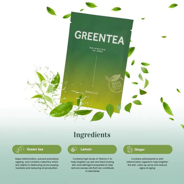BARULAB The Clean Vegan Green Tea Mask (1 sheet)