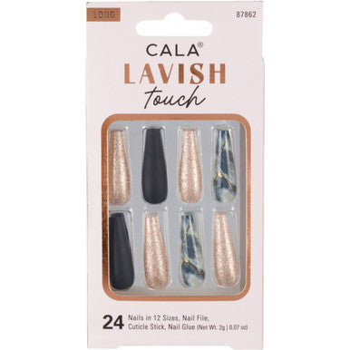 CALA Lavish Touch Long Coffin (Marble/Black/Glitter)