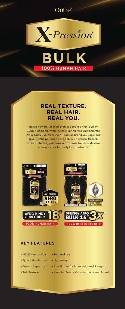 OUTRE 100% Human Hair X-Pression Bulk - SPRINGY AFRO BULK 16" 3X