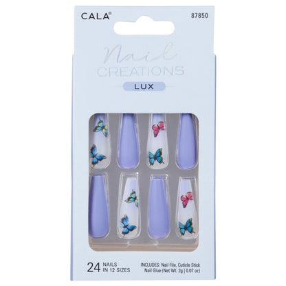 CALA Nail Creations Lux Long Coffin (Blue Butterfly)