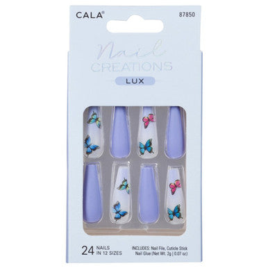 CALA Nail Creations Lux Long Coffin (Blue Butterfly)