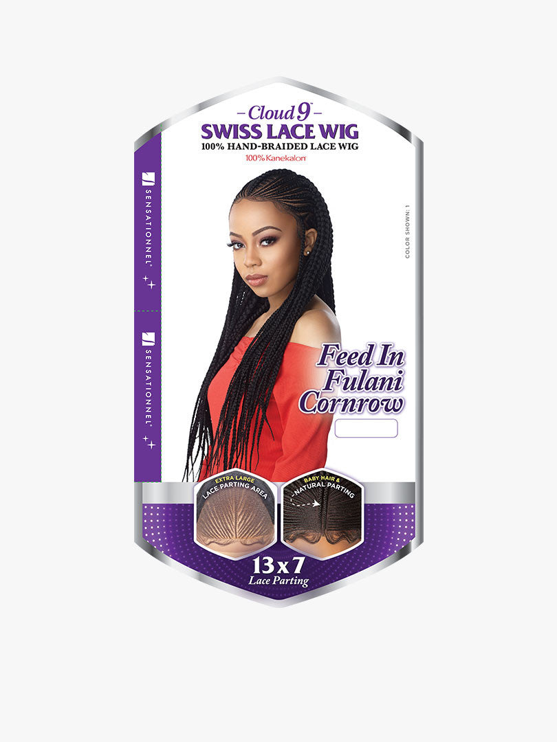 SENSATIONNEL Cloud 9 13x7 Swiss Lace Parting Wig - FEED IN FULANI CORNROW