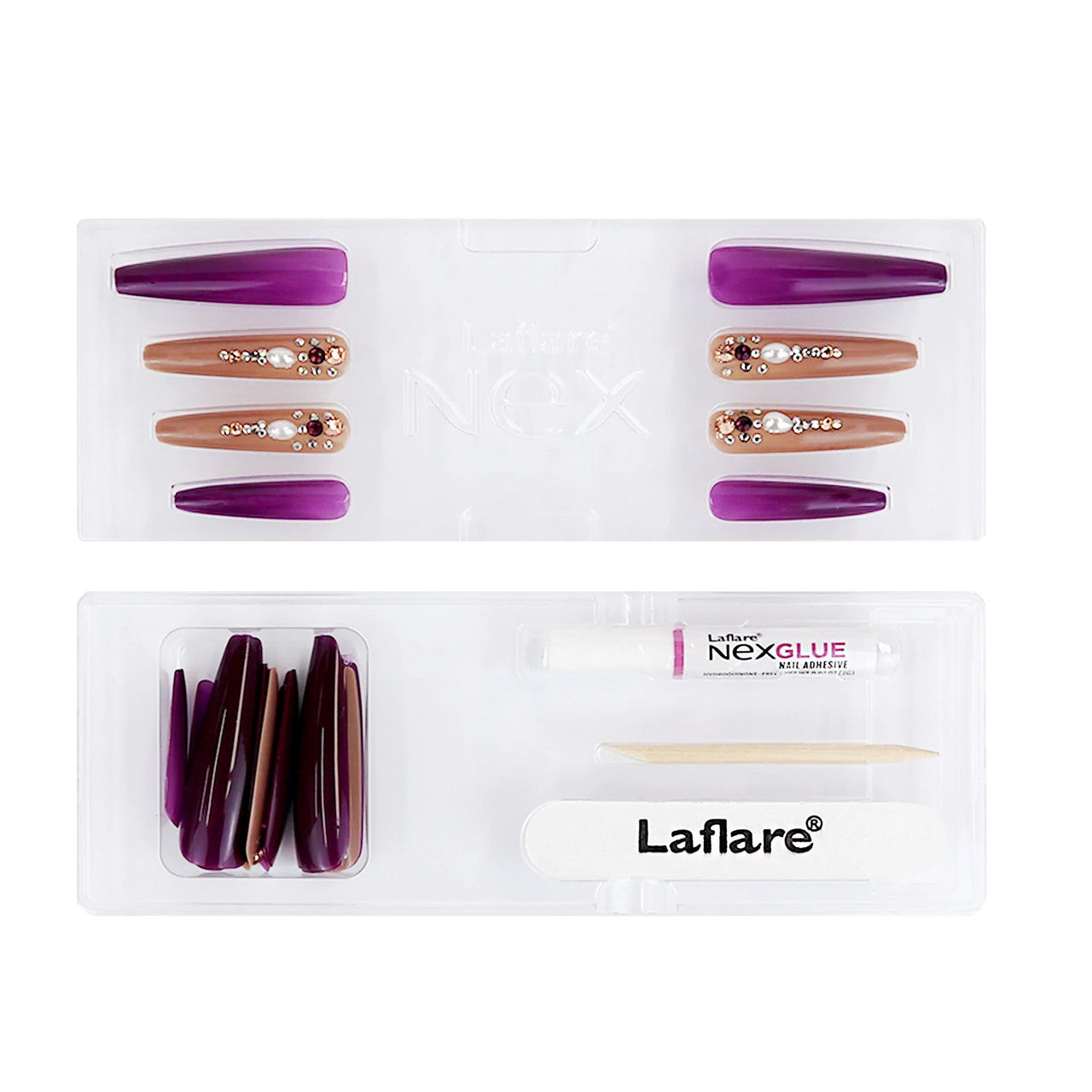 Laflare NEX 28 Premium 3D Nails - Extra Long Coffin