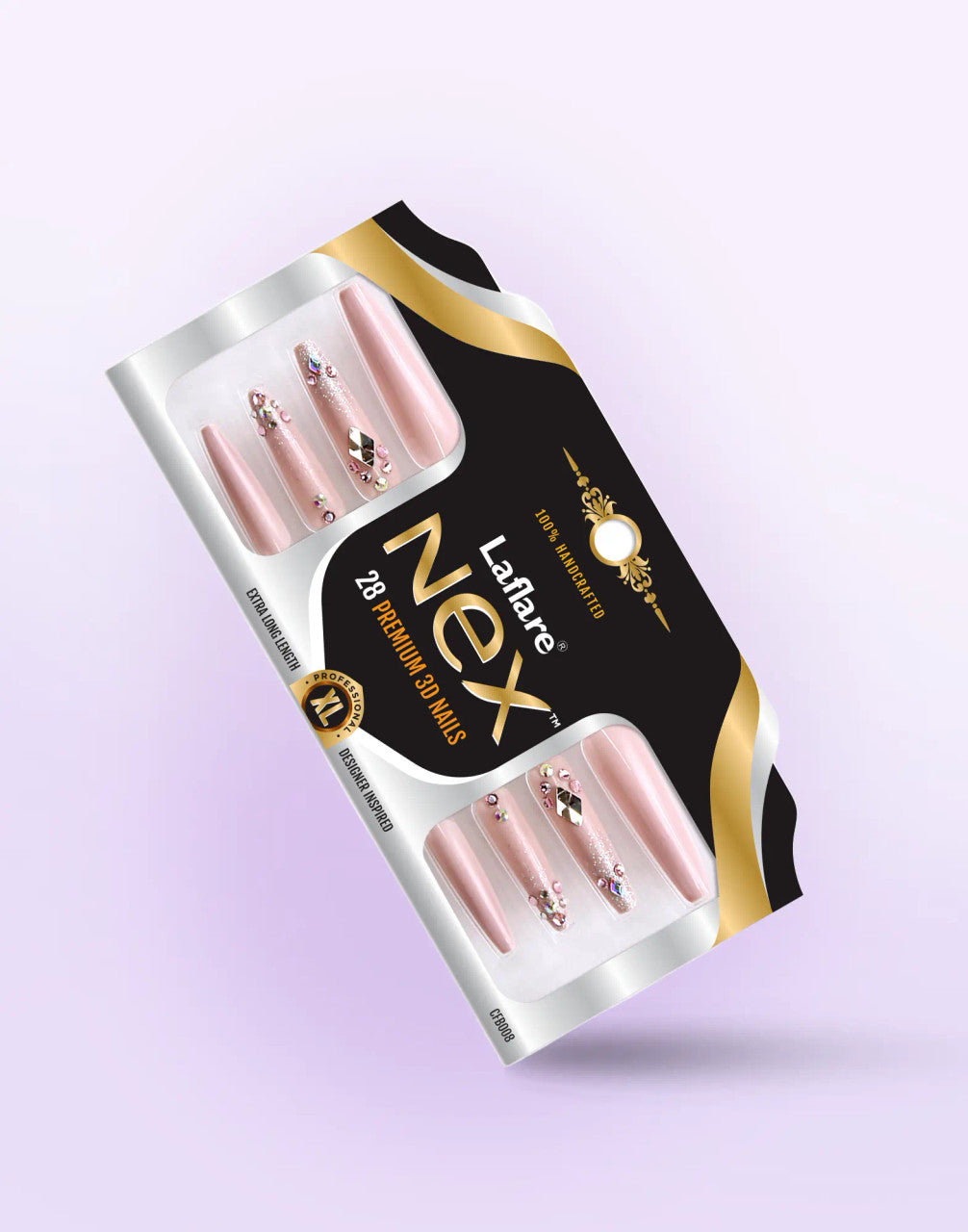 Laflare NEX 28 Premium 3D Nails - Extra Long Coffin