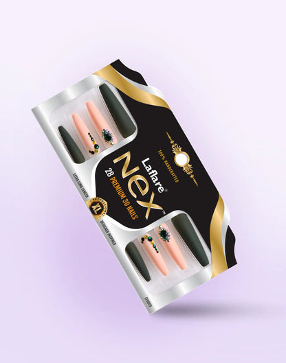 Laflare NEX 28 Premium 3D Nails - Extra Long Coffin