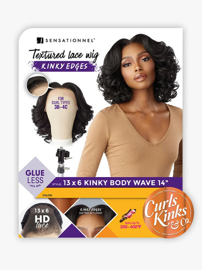SENSATIONNEL Synthetic Curls Kinks N Co Glueless Kinky Edges - 13X6 Kinky Body Wave 14"