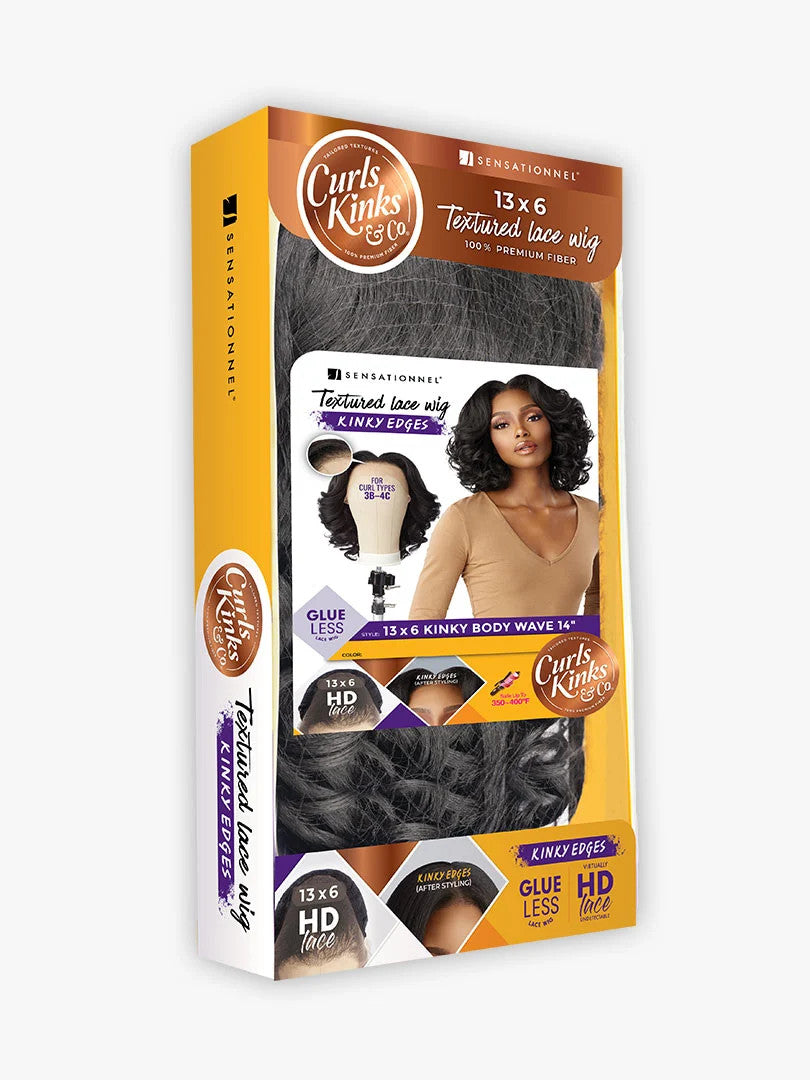 SENSATIONNEL Synthetic Curls Kinks N Co Glueless Kinky Edges - 13X6 Kinky Body Wave 14"