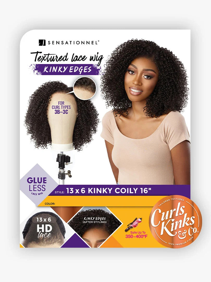 SENSATIONNEL Synthetic Curls Kinks N Co Glueless Kinky Edges - 13X6 Kinky Coily 16"
