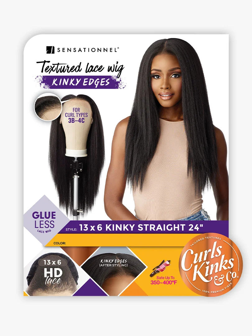 SENSATIONNEL Synthetic Curls Kinks N Co Glueless Kinky Edges - 13X6 Kinky Straight 24"