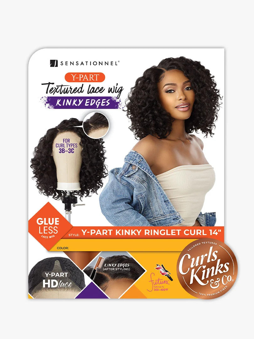 SENSATIONNEL Synthetic Curls Kinks N Co Glueless Kinky Edges - Y-PART KINKY RINGLET CURL 14"