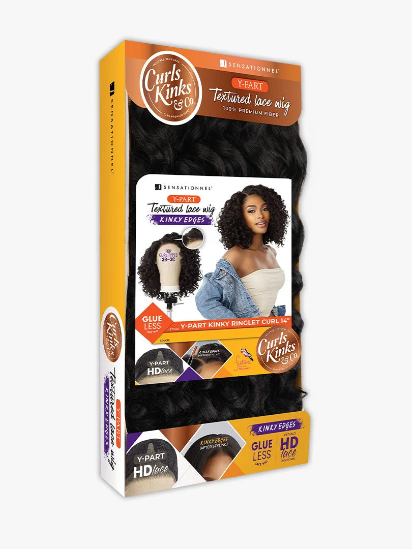SENSATIONNEL Synthetic Curls Kinks N Co Glueless Kinky Edges - Y-PART KINKY RINGLET CURL 14"