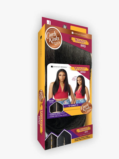 SENSATIONNEL Synthetic Curls Kinks N Co Glueless Lace Wig - V-Part Unit 1