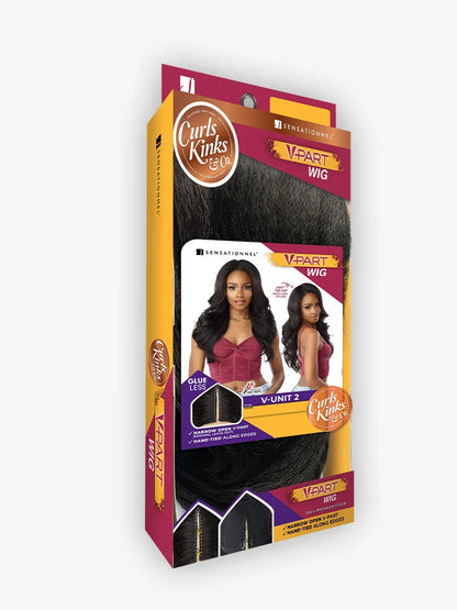 SENSATIONNEL Synthetic Curls Kinks N Co Glueless Lace Wig - V-Part Unit 2