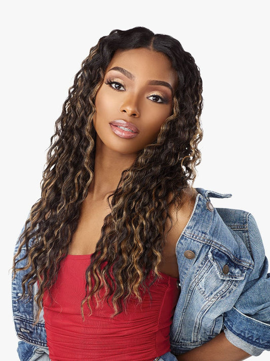 SENSATIONNEL Synthetic Curls Kinks N Co Glueless Lace Wig - V-Part Unit 7