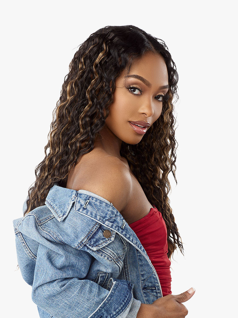 SENSATIONNEL Synthetic Curls Kinks N Co Glueless Lace Wig - V-Part Unit 7
