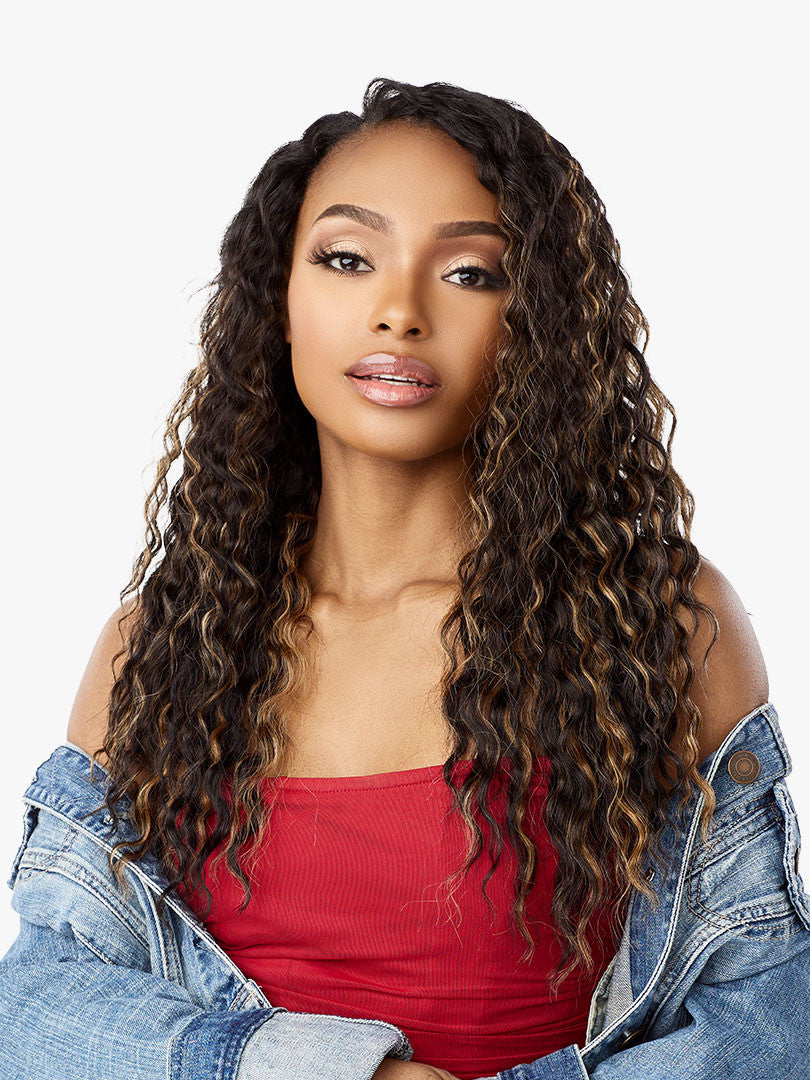 SENSATIONNEL Synthetic Curls Kinks N Co Glueless Lace Wig - V-Part Unit 7