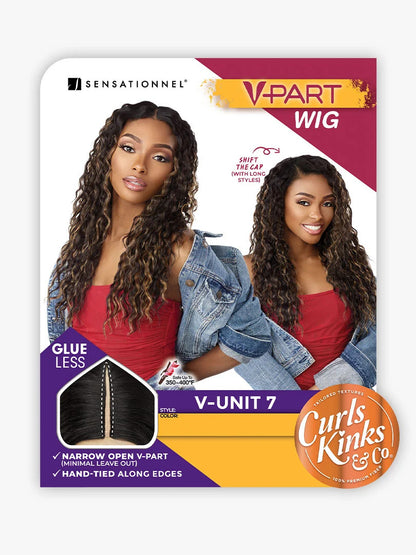 SENSATIONNEL Synthetic Curls Kinks N Co Glueless Lace Wig - V-Part Unit 7