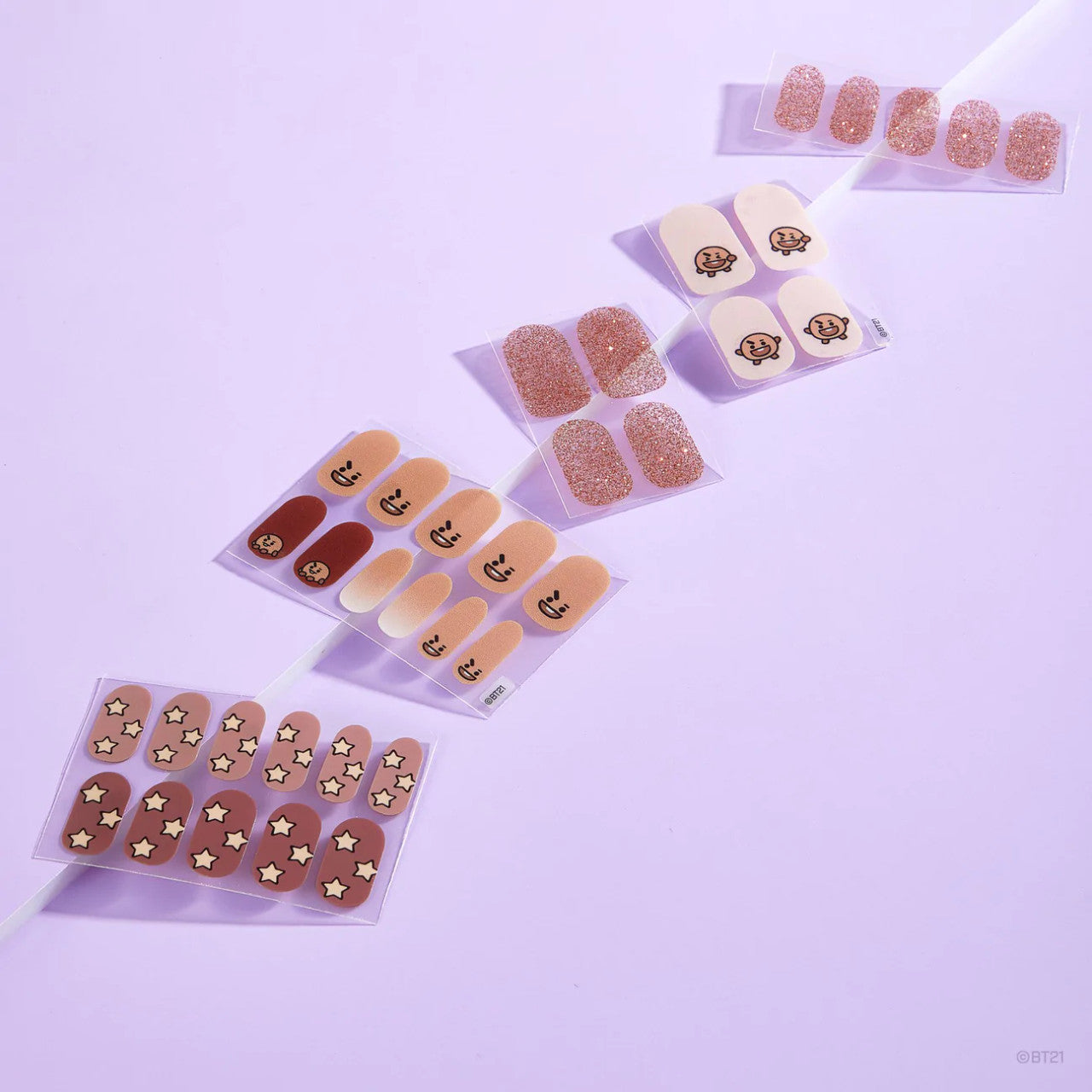 THE CREME SHOP BT21 SHOOKY Cocoa Cutie Gel Nail Strips (Set of 35)