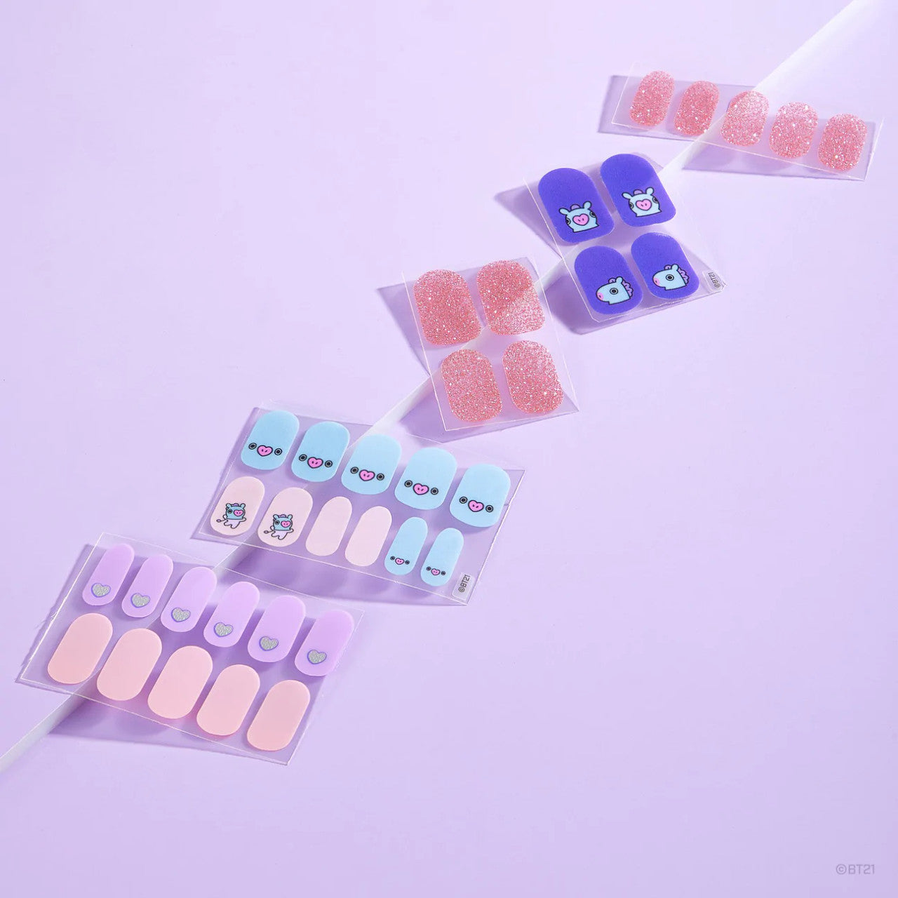 THE CREME SHOP BT21 MANG Cotton Candy Sky Gel Nail Strips (Set of 35)