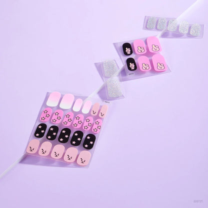 THE CREME SHOP BT21 COOKY Energy Pink Gel Nail Strips (Set of 35)