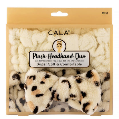 CALA Plush Headband Duo (Beige/Leopard)