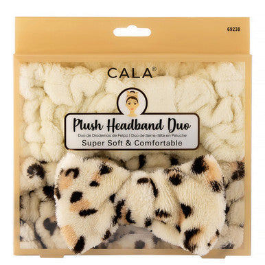 CALA Plush Headband Duo (Beige/Leopard)