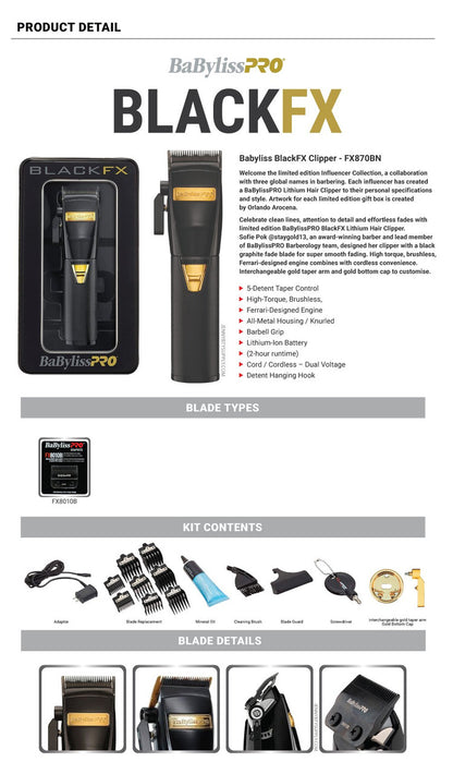 BaBylissPRO Black FX Metal Lithium Clipper