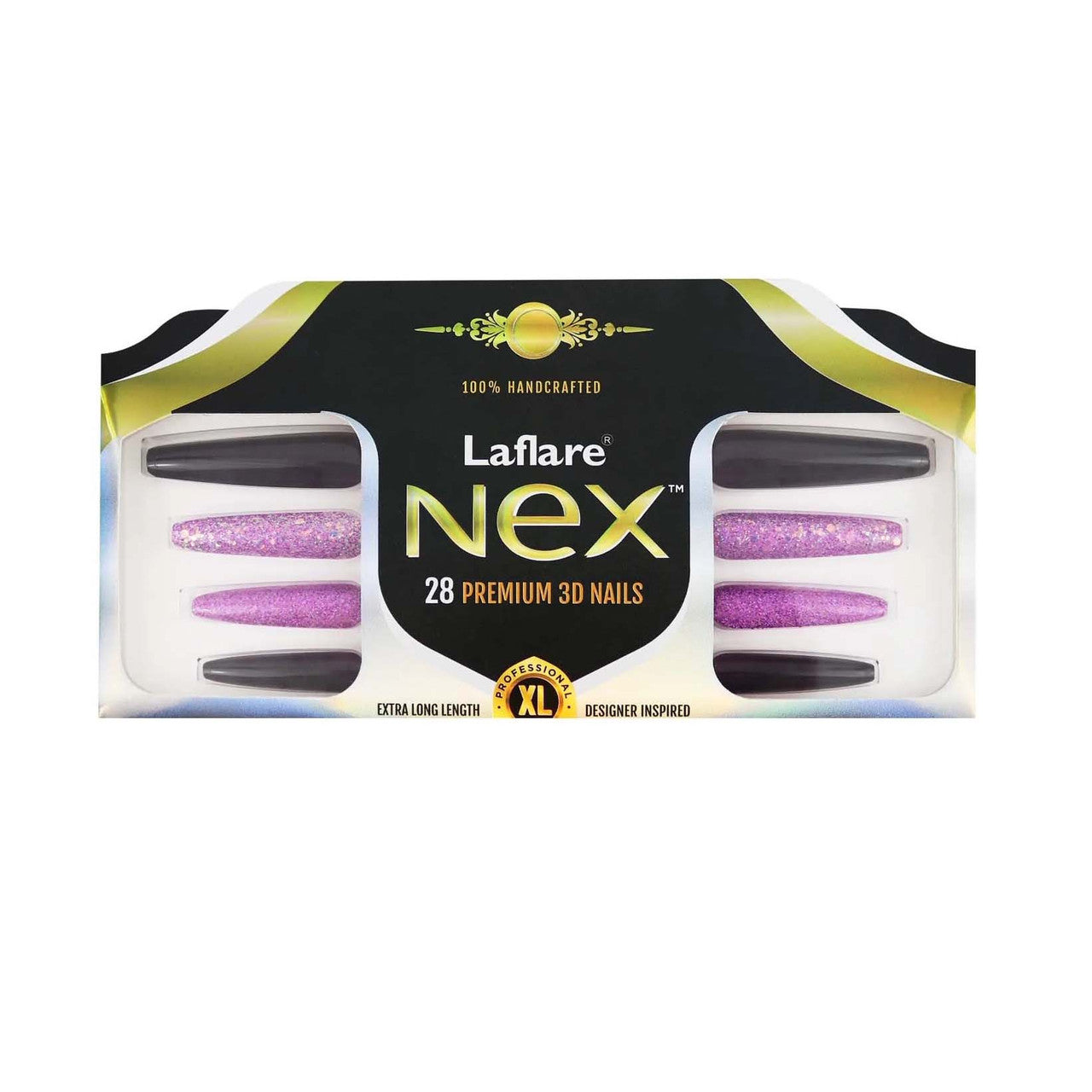 Laflare NEX 28 Premium 3D Nails - Extra Long Coffin