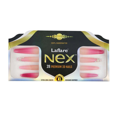 Laflare NEX 28 Premium 3D Nails - Extra Long Coffin