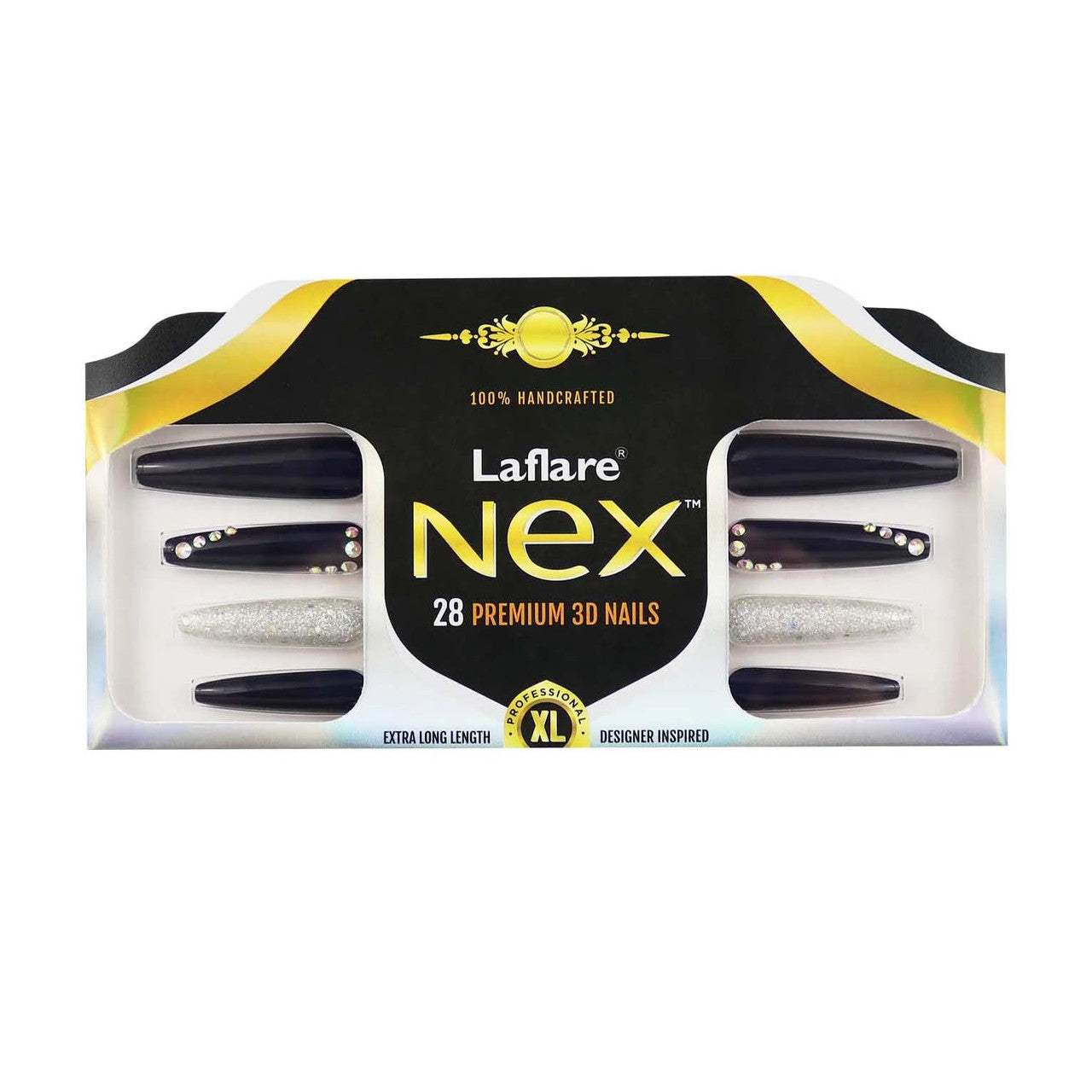 Laflare NEX 28 Premium 3D Nails - Extra Long Coffin