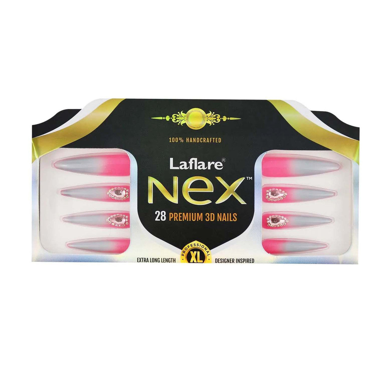 Laflare NEX 28 Premium 3D Nails - Stiletto Extra Long