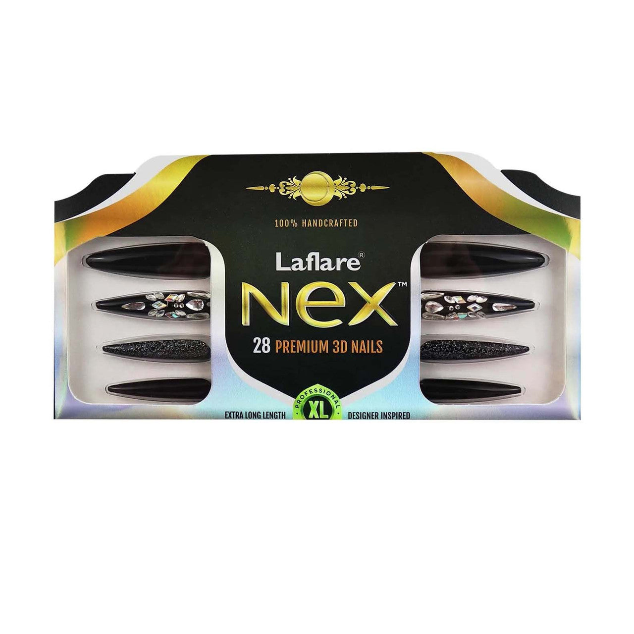 Laflare NEX 28 Premium 3D Nails - Stiletto Extra Long