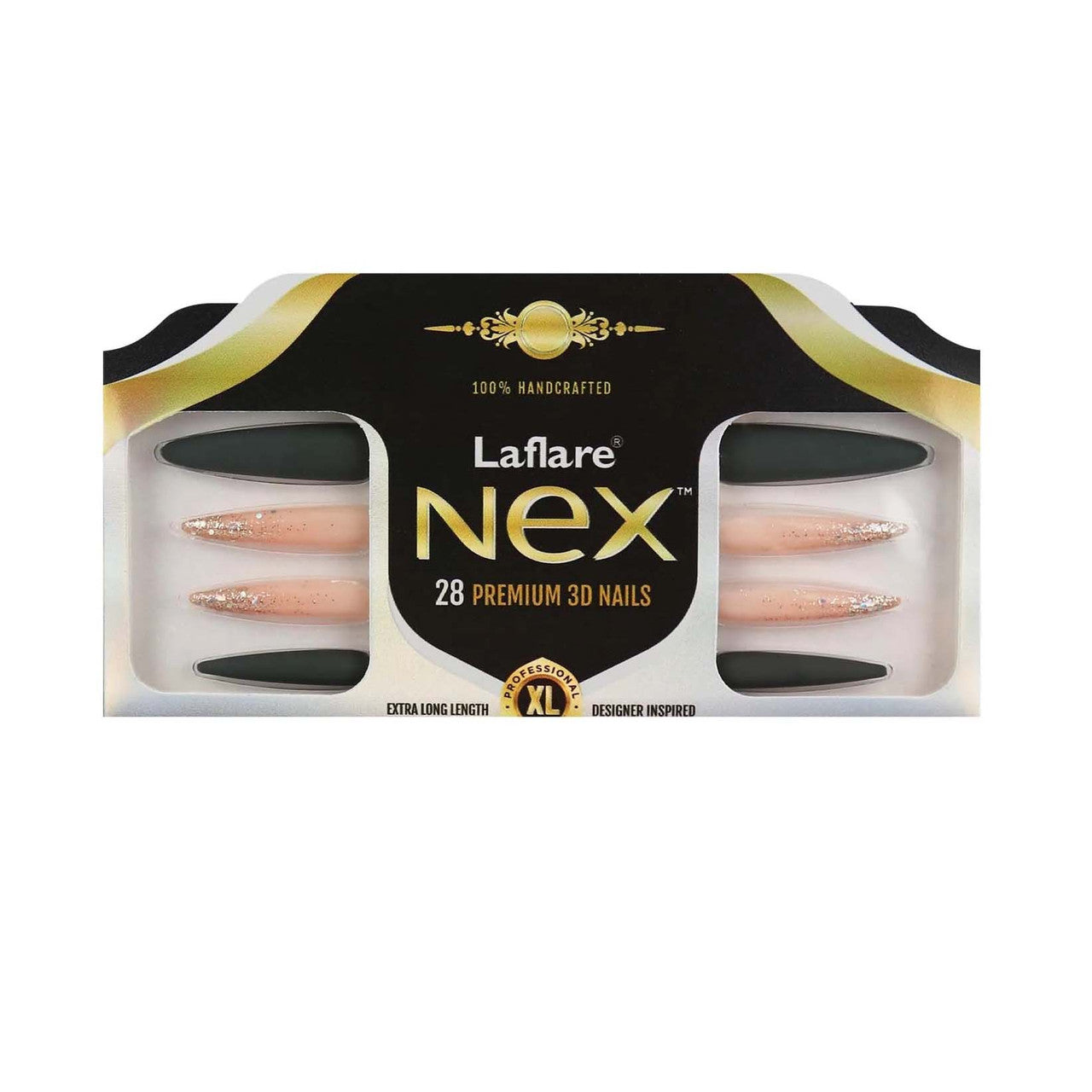 Laflare NEX 28 Premium 3D Nails - Stiletto Extra Long