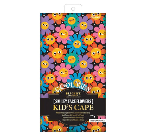 Black Ice Professional Kid's Cape - Smiley Face Flowers