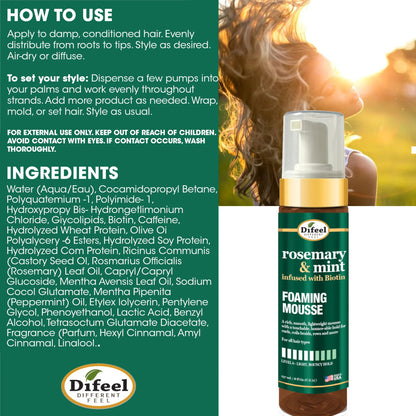 Difeel Rosemary & Mint Foaming Mousse (8oz)