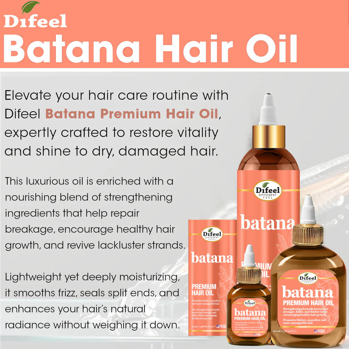 Difeel Batana Premium Hair Oil (8oz)