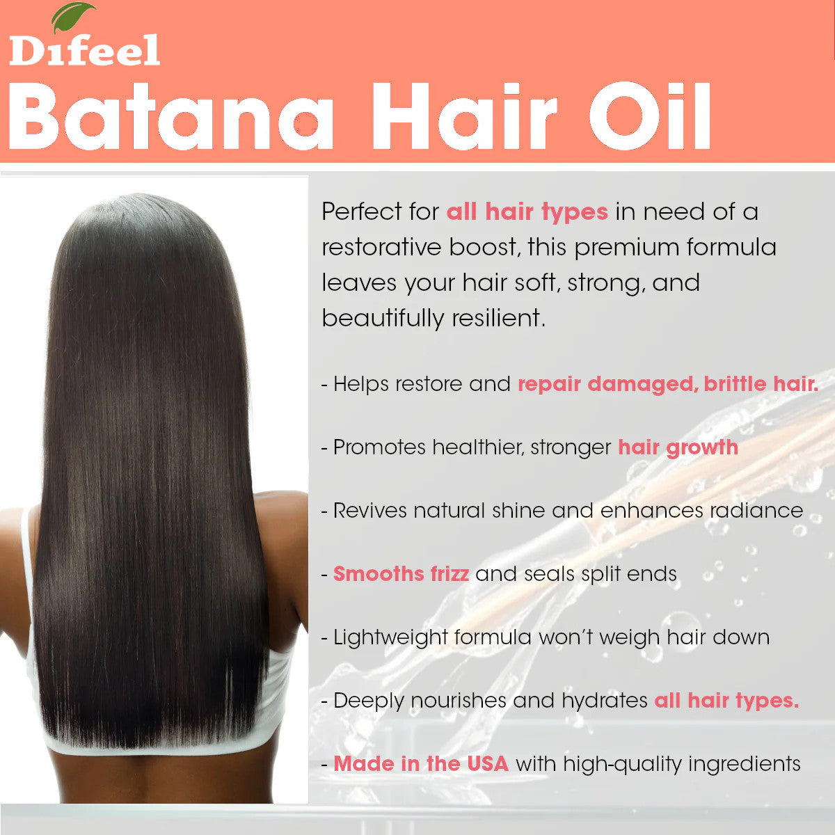 Difeel Batana Premium Hair Oil (8oz)