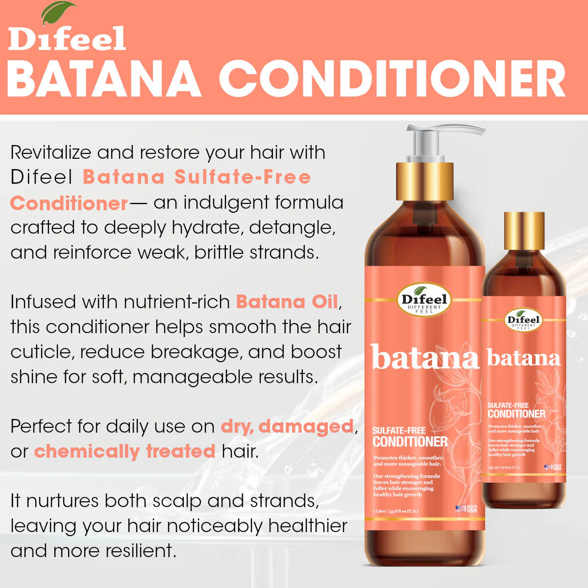 Difeel Batana Sulfate Free Conditioner (12 oz)