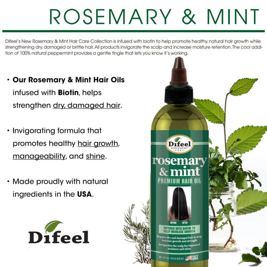 Difeel Rosemary and Mint Premium Hair Oil (8oz)