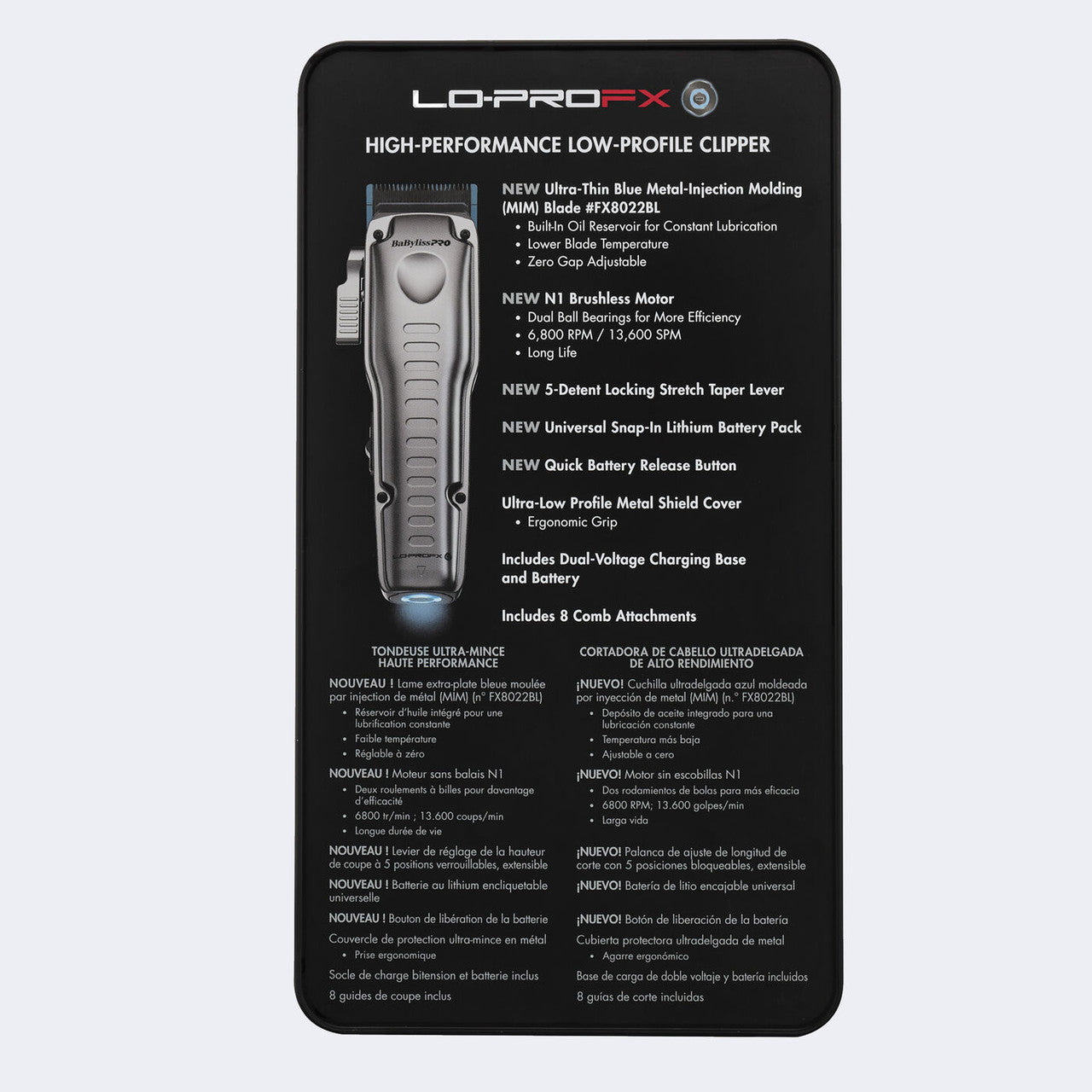 BaBylissPRO FXONE Lo-ProFX Matte Gray High Performance Low Profile Clipper