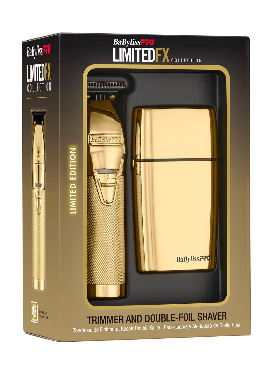 BaBylissPRO LimitedFX Gold Trimmer & Double Foil Shaver Prepack