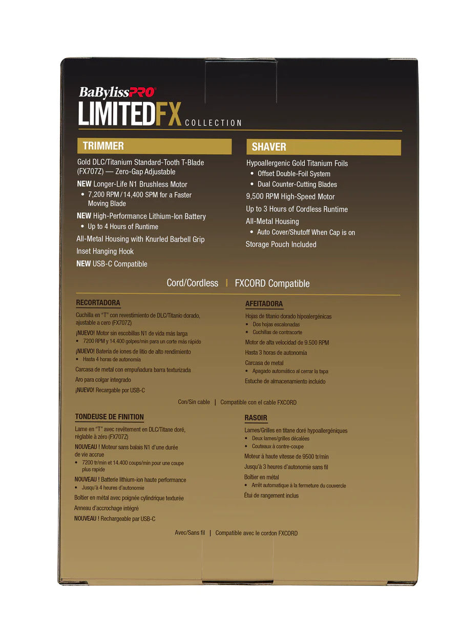 BaBylissPRO LimitedFX Gold Trimmer & Double Foil Shaver Prepack