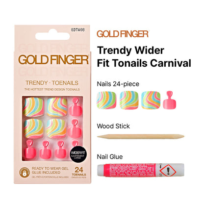 Kiss Gold Finger Trendy Wider Fit Toenails - CARNIVAL