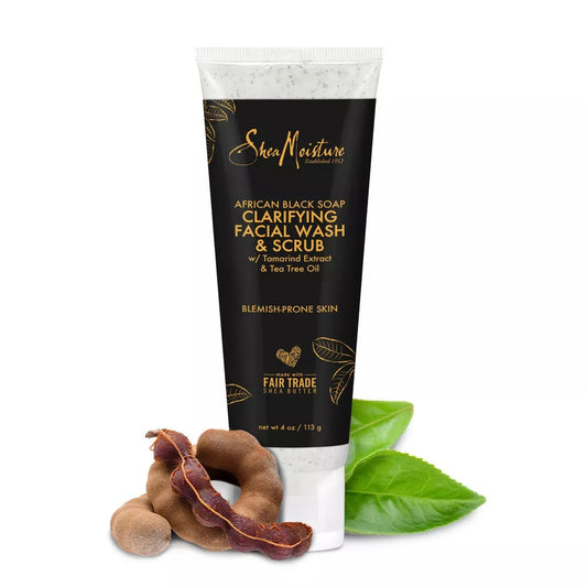 SheaMoisture African Black Soap Clarifying Facial Wash & Scrub (4 oz)