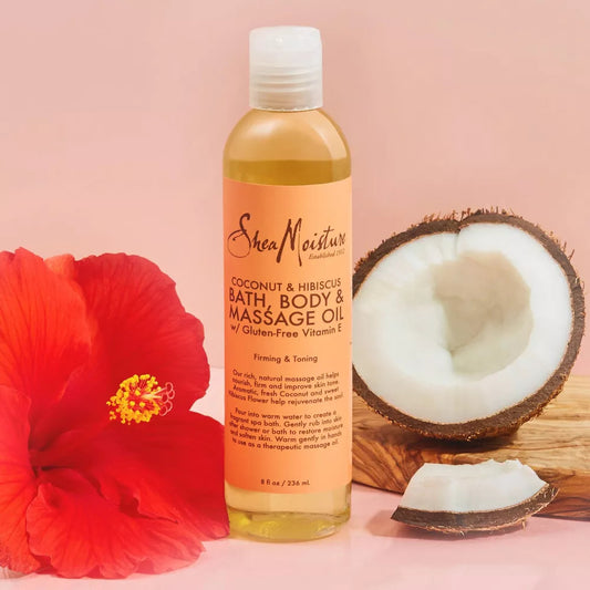 SheaMoisture Coconut & Hibiscus Illuminating Bath Body and Massage Oil (8oz)