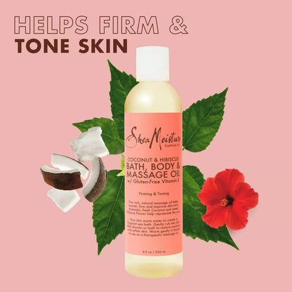 SheaMoisture Coconut & Hibiscus Illuminating Bath Body and Massage Oil (8oz)